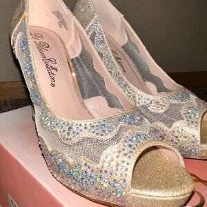 De Blossom Collection Gold and Silver Glitter Heels
